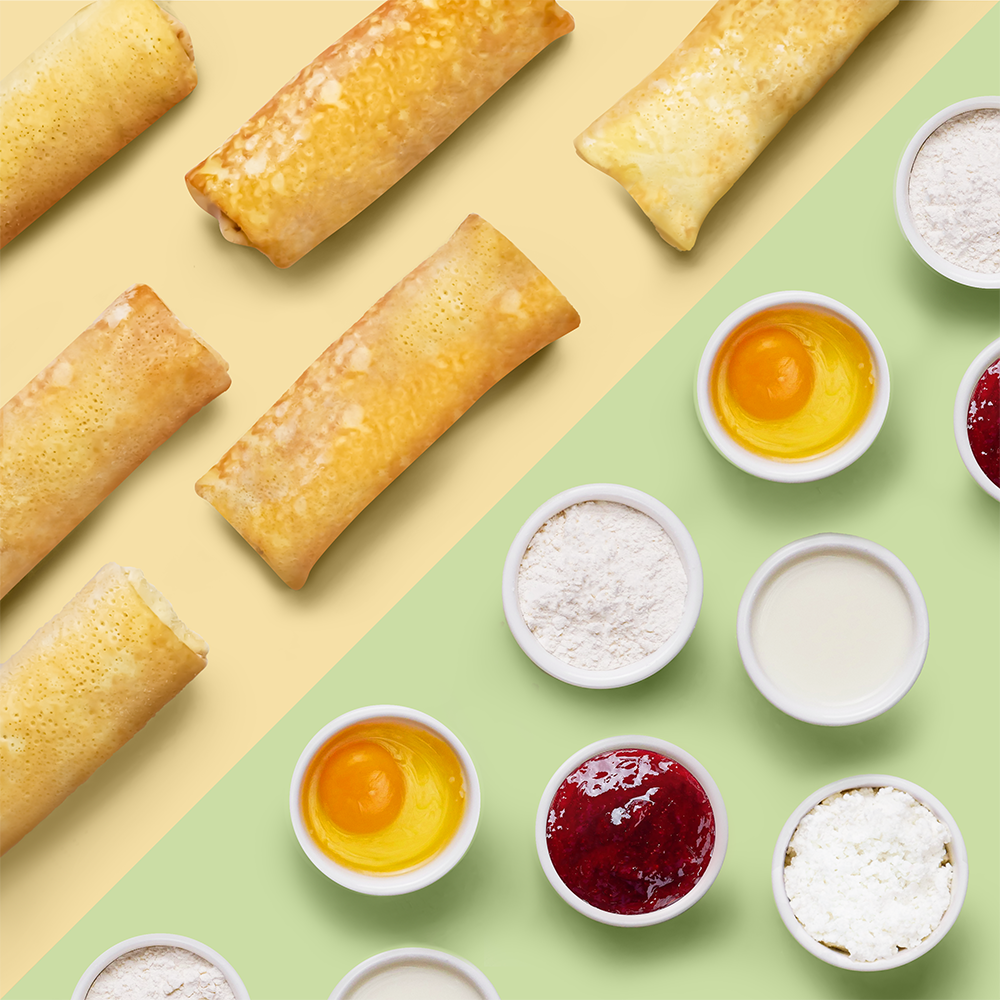 Блинчики с творогом и джемом