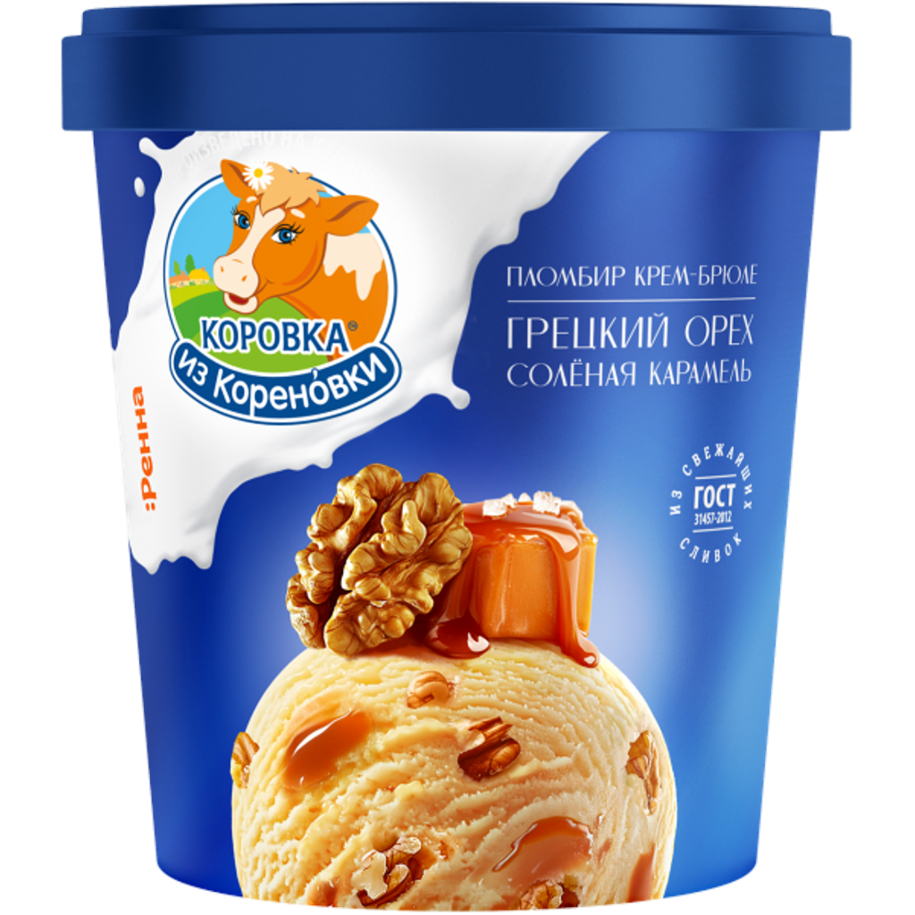 Мороженое пломбир крем-брюле с соленой карамелью и грецким о...