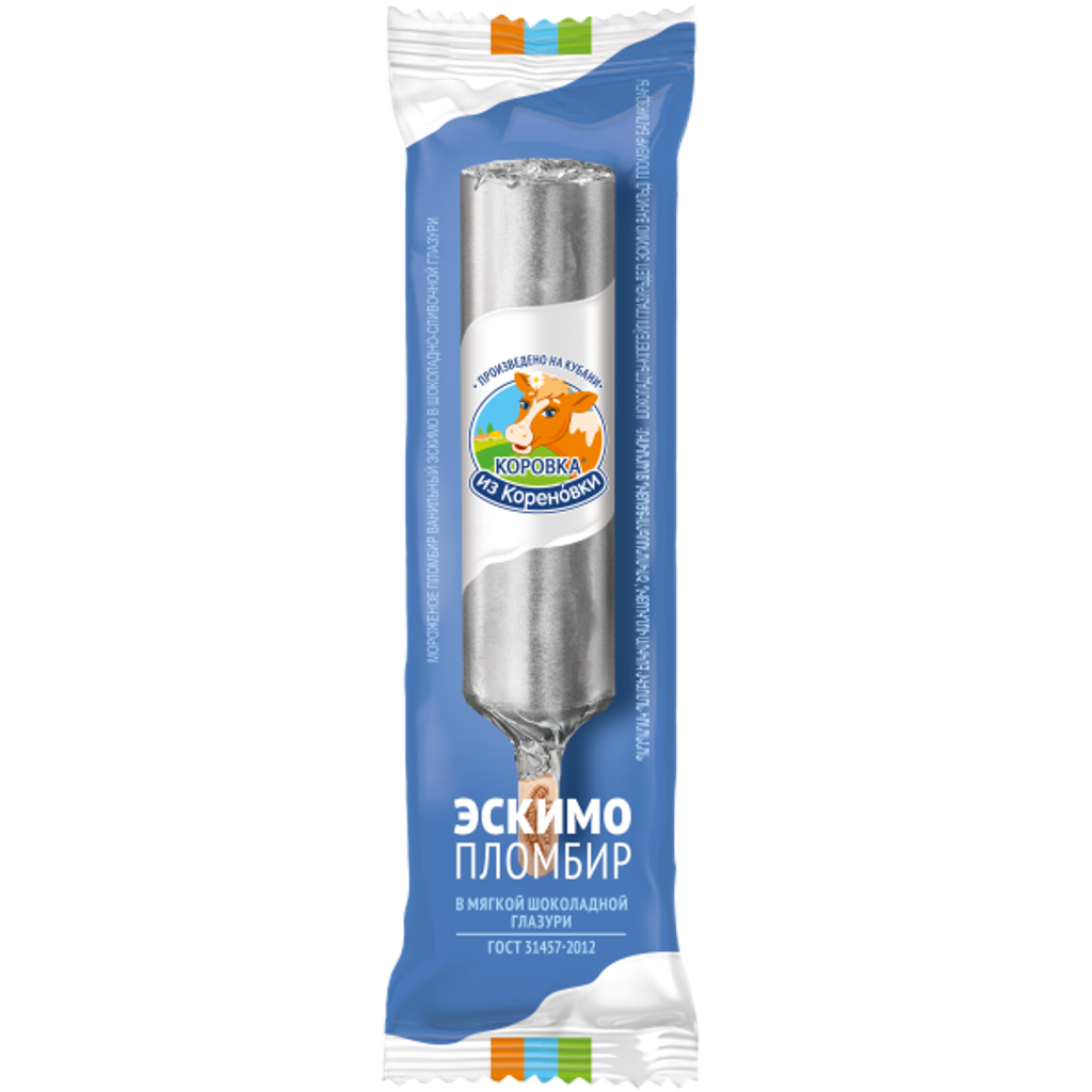 Мороженое пломбир ванильный эскимо в шоколадно-сливочной гла..