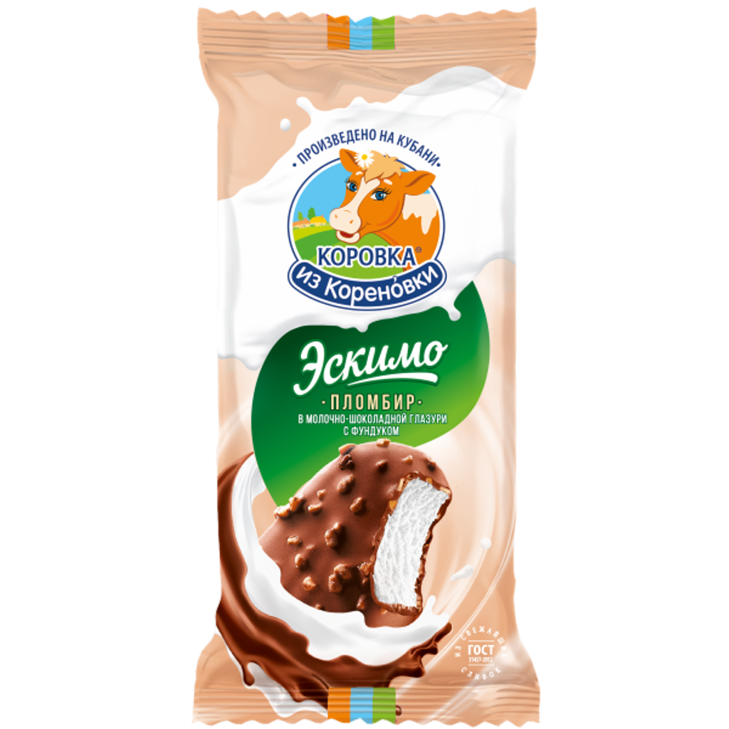 Мороженое пломбир ванильный эскимо в молочно-шоколадной глаз..