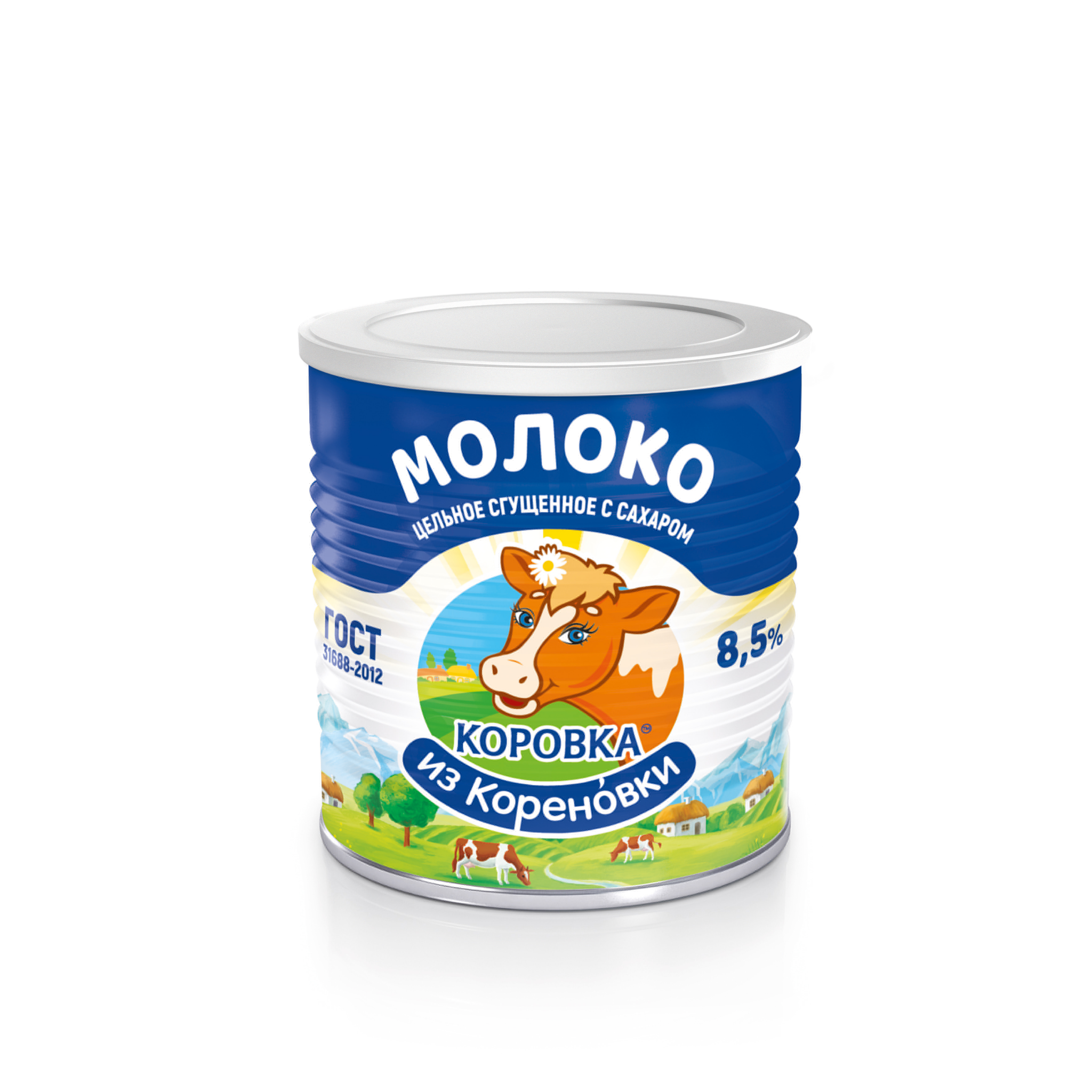 Цельное сгущенное молоко с сахаром 8,5% с ключом и крышкой 360 г